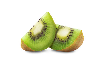 Slice of kiwi isolated on white background, Clipping path