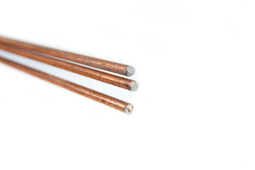 The welding wires on the white background