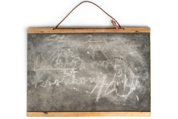 School board. Blank empty frame blackboard, with chalk traces.