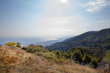 Picturesque landscape on Mount Olympus. Tourist destination in the Olympus Mountain region of Northern Greece. 