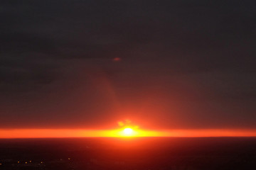 Sunset sky stratosphere background, pictured from plane.