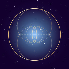 Vesica Piscis symbol of sacred geometry, vector element for design