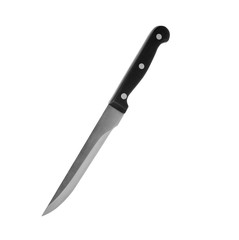 Fillet knife with black handle isolated on white