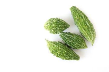 Bitter melon vegetable isolated on white background
