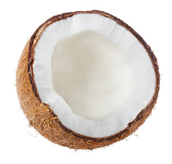 half coconut isolated on white background clipping path - obrazy, fototapety, plakaty