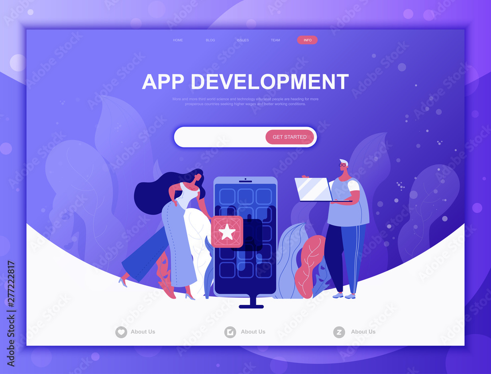 Wall mural app development flat concept vector illustration template for website and mobile app development. fl