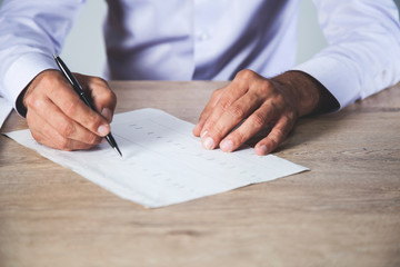 man hand document with pen