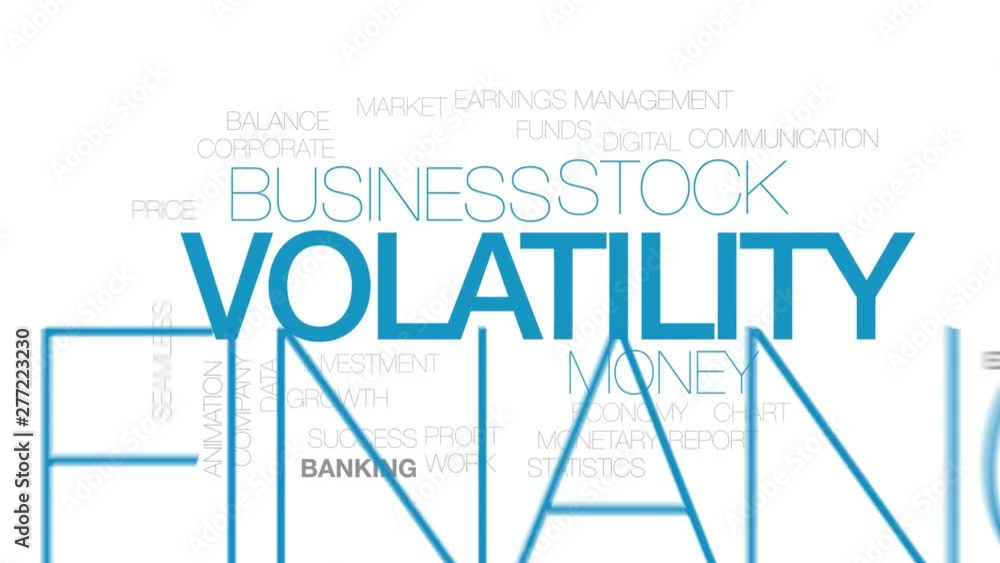 Poster volatility animated word cloud. kinetic typography.