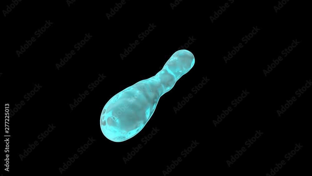 Poster 3d rendering of water droplets in zero gravity, on a black background isolated. drops in space, the 