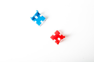 Obraz premium The concept of negotiation, discussion. Two toy chairs isolated on white background.