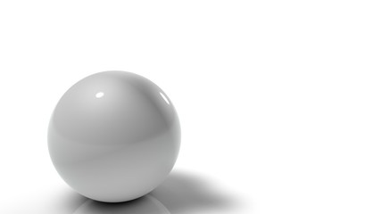 3D illustration of white balls on white reflective background. Balls of different sizes are rolled in different directions. Futuristic image for background and desktop 3D rendering with depth of field