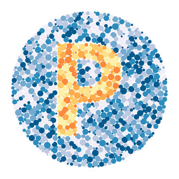 P letter color distributed circles dots illustration