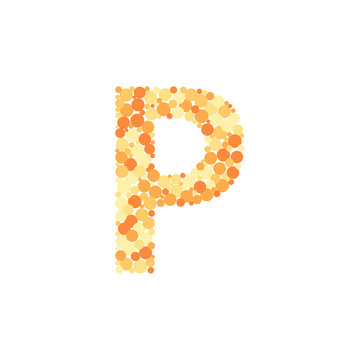 P letter color distributed circles dots illustration