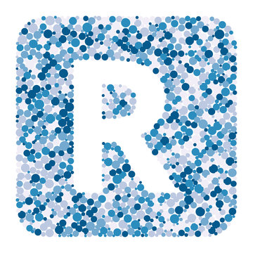 R letter color distributed circles dots illustration