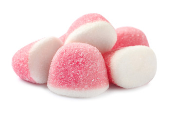 Sweet color jelly candies isolated on white