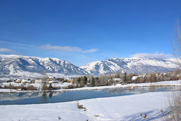 Fototapeta na wymiar Wasatch Front mountains, Utah, in winter