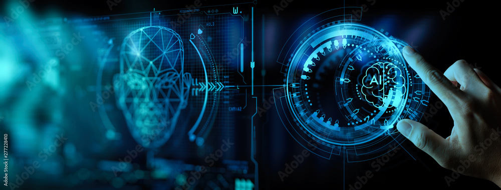 Leinwandbilder business hand using digital artificial intelligence interface new modern computer.