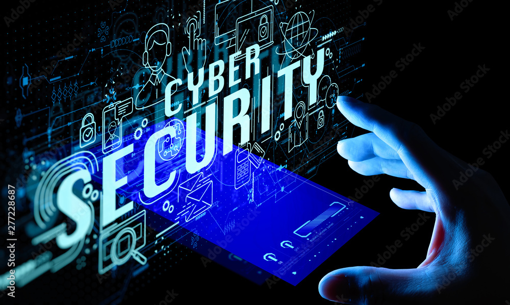 Aufkleber business hand working with Smartphone and Data protection Cyber Security Privacy Business Internet Technology Ui.