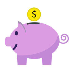 Piggy bank with coin