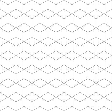 Seamless geometric pattern. Cubic hexagon texture. Rhomb mesh background.