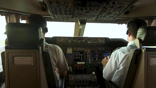 Cabin crew Boeing 747 on runway