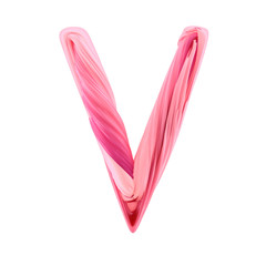 Alphabet candy twisted style art and illustration letter V. 3D