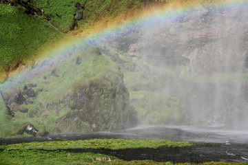 Seljalandsfoss with rainbow