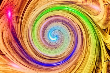 abstract fractal background, wallpaper with a curved digital colorful spiral