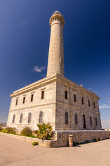 Faro de Cabo de Palos, located on a small peninsula in Cartagena (Murcia) Spain