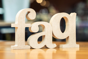 FAQ Alphabet on Blur Background