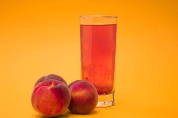 peach drink with fruit elements