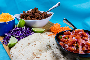 Serve yourself taco platter ready to dig in. Calgary, Alberta, Canada