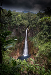 Catarata del Toro, waterfall in Costa Rica in the province of Alajuela, close to San Jose. Smooth waterfall image with ND filter and slow shutter speed. 