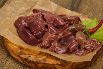 Raw chicken liver ready for cooking