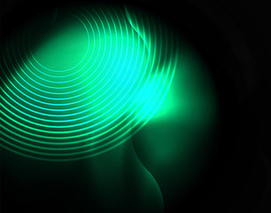 Shiny neon geometric waves template