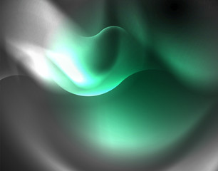 Shiny metallic neon waves vector design