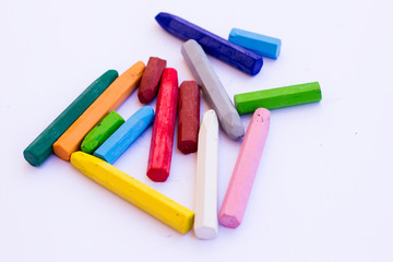 Wax crayons on white background