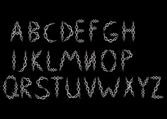 Fototapeta na wymiar alphabet letters made from metal chain,