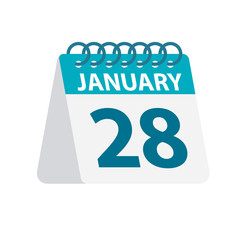 January 28 - Calendar Icon. Vector illustration of one day of month. Desktop Calendar Template
