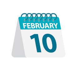 February 10 - Calendar Icon. Vector illustration of one day of month. Desktop Calendar Template