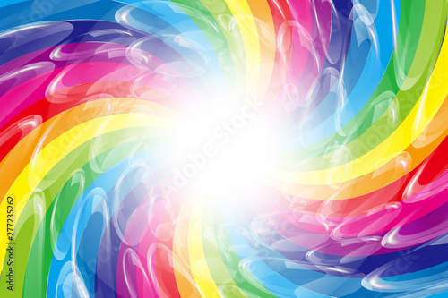 Fototapete Background Wallpaper Vector Illustration Design Free Free Size Charge Free Colorful Color Rainbow Show Business Entertainment Party Image 背景素材壁紙 イラスト 楽しいパーティー 虹色 渦巻き シャボン玉 放射光 輝き 無料 フリーサイズ