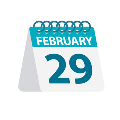 February 29 - Calendar Icon. Vector illustration of one day of month. Desktop Calendar Template