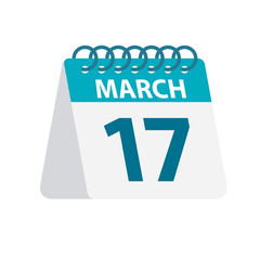 March 17 - Calendar Icon. Vector illustration of one day of month. Desktop Calendar Template