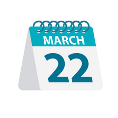 March 22 - Calendar Icon. Vector illustration of one day of month. Desktop Calendar Template