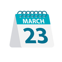 March 23 - Calendar Icon. Vector illustration of one day of month. Desktop Calendar Template