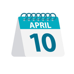 April 10 - Calendar Icon. Vector illustration of one day of month. Desktop Calendar Template