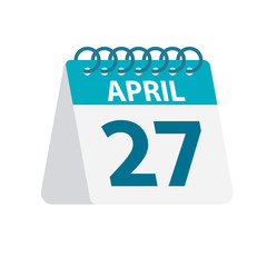 April 27 - Calendar Icon. Vector illustration of one day of month. Desktop Calendar Template