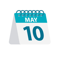 May 10 - Calendar Icon. Vector illustration of one day of month. Desktop Calendar Template