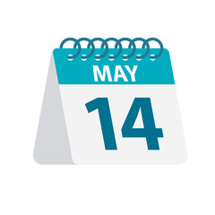 May 14 - Calendar Icon. Vector illustration of one day of month. Desktop Calendar Template