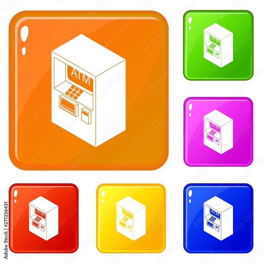 Poster atm icons set collection vector 6 color isolated on white background
